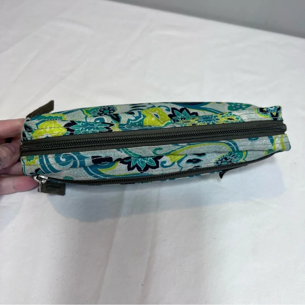 L.L. Bean blue teal green paisley, small cosmetics, toiletry zip top case